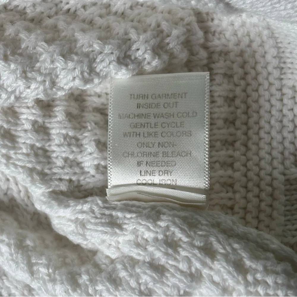 Christopher & Banks White Cardigan with Cable Knit Design